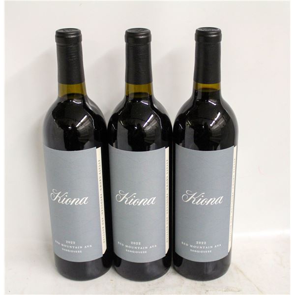 LOT OF 3 BOTTLES OF 2022 KIONA SANGIOVESE 14.4%