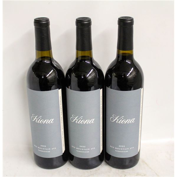 LOT OF 3 BOTTLES OF 2022 KIONA SANGIOVESE 14.4%