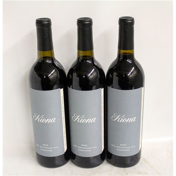 LOT OF 3 BOTTLES OF 2022 KIONA SANGIOVESE 14.4%