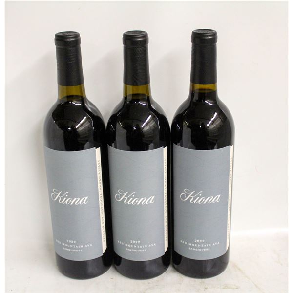 LOT OF 3 BOTTLES OF 2022 KIONA SANGIOVESE 14.4%