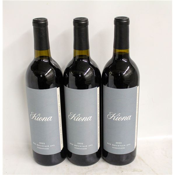 LOT OF 3 BOTTLES OF 2022 KIONA SANGIOVESE 14.4%