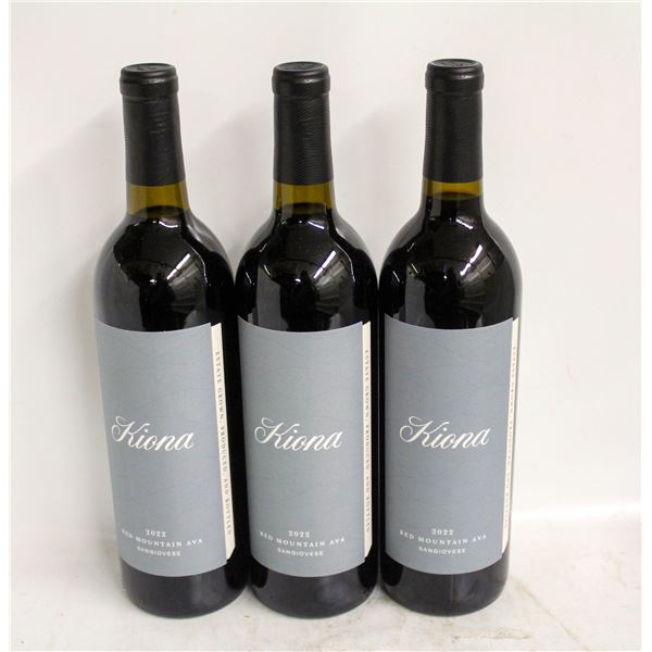 LOT OF 3 BOTTLES OF 2022 KIONA SANGIOVESE 14.4%