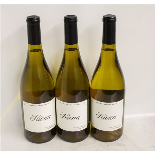 LOT OF 3 BOTTLES OF 2022 KIONA CHENIN BLANC 13.5%