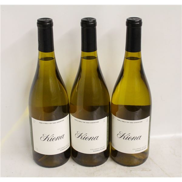 LOT OF 3 BOTTLES OF 2022 KIONA CHENIN BLANC 13.5%