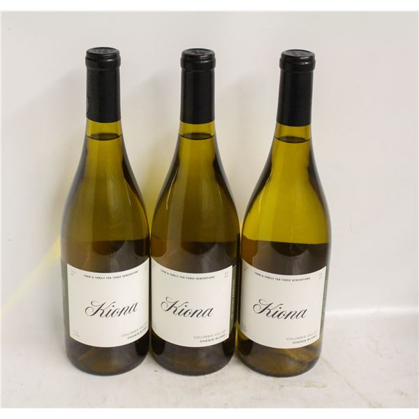 LOT OF 3 BOTTLES OF 2022 KIONA CHENIN BLANC 13.5%