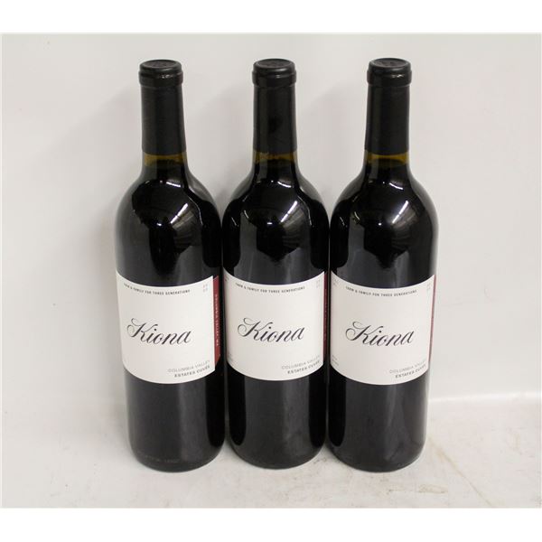 LOT OF 3 BOTTLES OF 2020 KIONA ESTATES CUVEE 14.8%