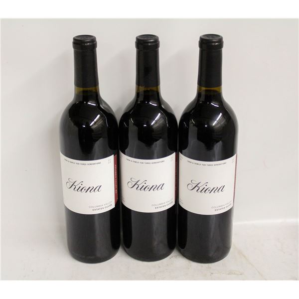 LOT OF 3 BOTTLES OF 2020 KIONA ESTATES CUVEE 14.8%