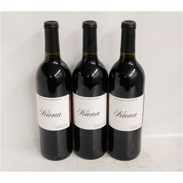 LOT OF 3 BOTTLES OF 2020 KIONA ESTATES CUVEE 14.8%
