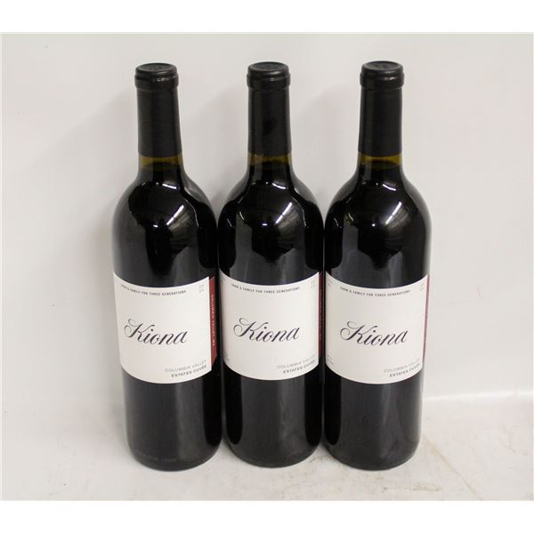 LOT OF 3 BOTTLES OF 2020 KIONA ESTATES CUVEE 14.8%
