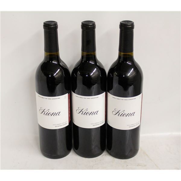 LOT OF 3 BOTTLES OF 2020 KIONA ESTATES CUVEE 14.8%