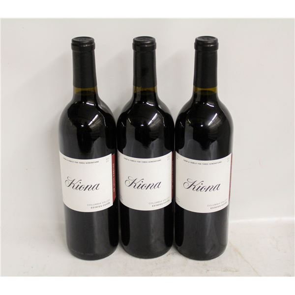 LOT OF 3 BOTTLES OF 2020 KIONA ESTATES CUVEE 14.8%