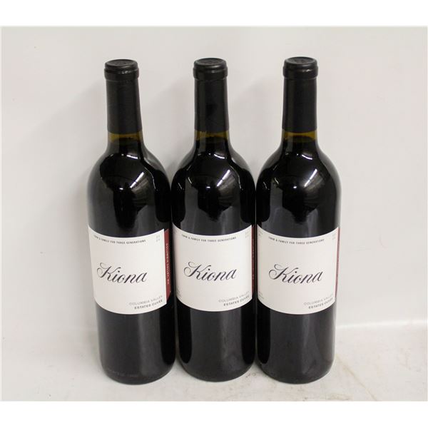 LOT OF 3 BOTTLES OF 2020 KIONA ESTATES CUVEE 14.8%