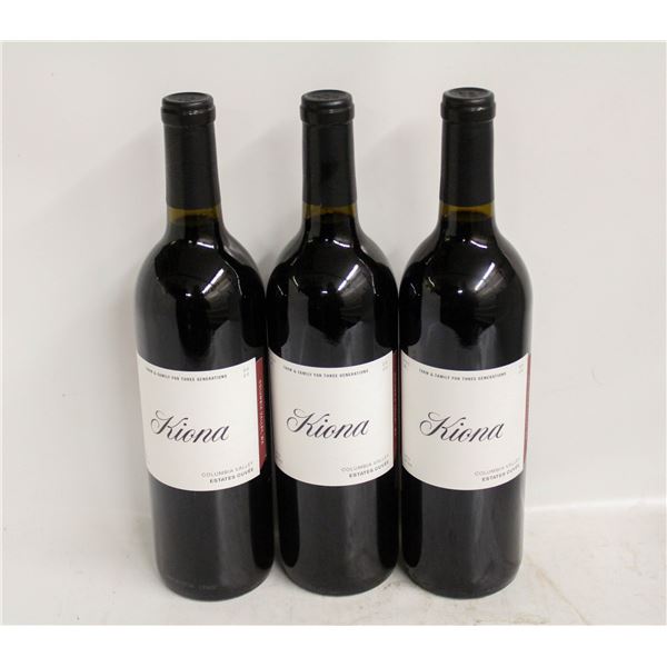 LOT OF 3 BOTTLES OF 2020 KIONA ESTATES CUVEE 14.8%