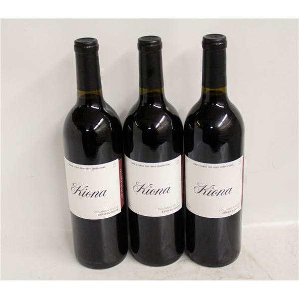 LOT OF 3 BOTTLES OF 2020 KIONA ESTATES CUVEE 14.8%