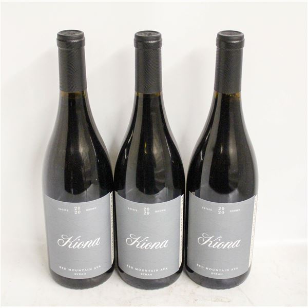 LOT OF 3 BOTTLES OF 2020 KIONA SYRAH 14%