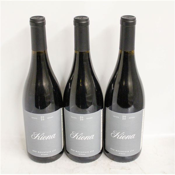 LOT OF 3 BOTTLES OF 2020 KIONA SYRAH 14%