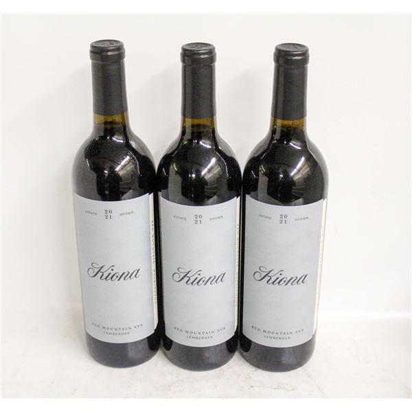 LOT OF 3 BOTTLES OF 2021 KIONA LEMBERGER 14%