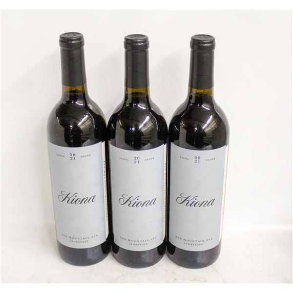 LOT OF 3 BOTTLES OF 2021 KIONA LEMBERGER 14%