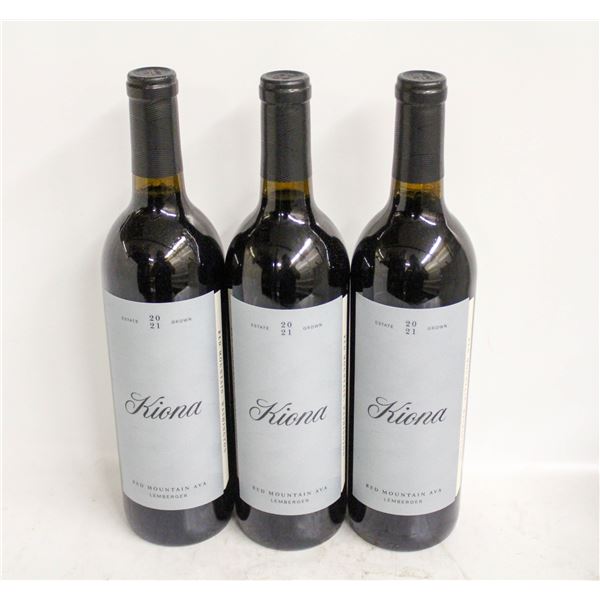 LOT OF 3 BOTTLES OF 2021 KIONA LEMBERGER 14%