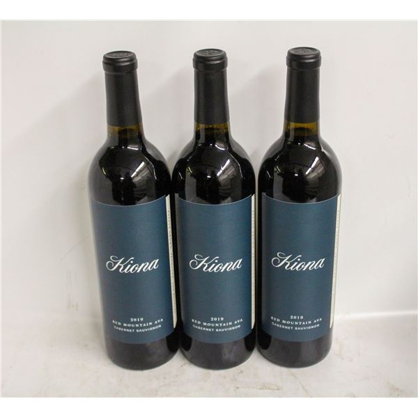 3 BOTTLES OF 2019 KIONA CABERNET SAUVIGNON 14.5%