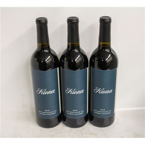 3 BOTTLES OF 2019 KIONA CABERNET SAUVIGNON 14.5%