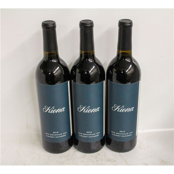 3 BOTTLES OF 2019 KIONA CABERNET SAUVIGNON 14.5%