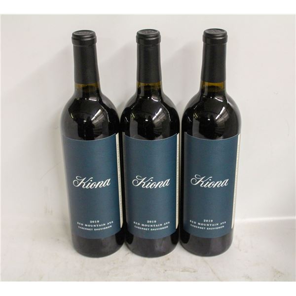 3 BOTTLES OF 2019 KIONA CABERNET SAUVIGNON 14.5%