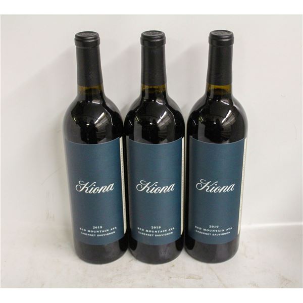 3 BOTTLES OF 2019 KIONA CABERNET SAUVIGNON 14.5%