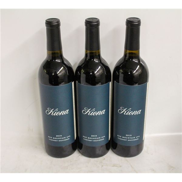 3 BOTTLES OF 2019 KIONA CABERNET SAUVIGNON 14.5%