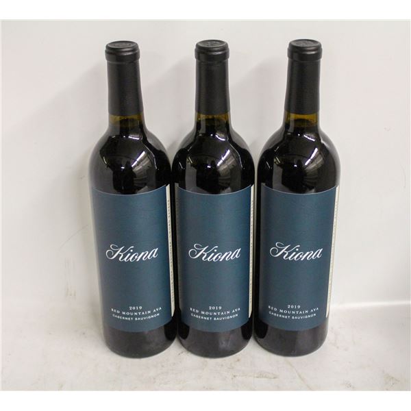 3 BOTTLES OF 2019 KIONA CABERNET SAUVIGNON 14.5%