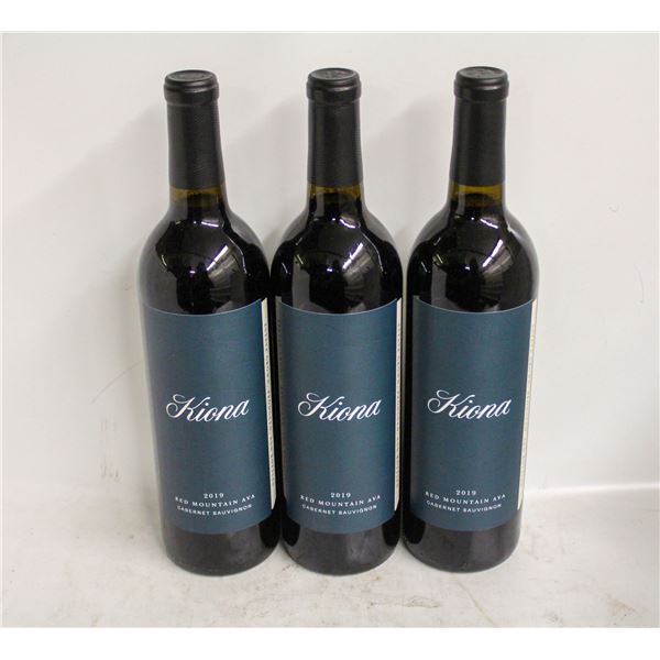 3 BOTTLES OF 2019 KIONA CABERNET SAUVIGNON 14.5%