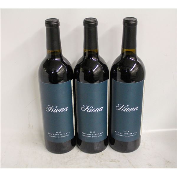 3 BOTTLES OF 2019 KIONA CABERNET SAUVIGNON 14.5%