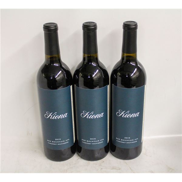 3 BOTTLES OF 2019 KIONA CABERNET SAUVIGNON 14.5%