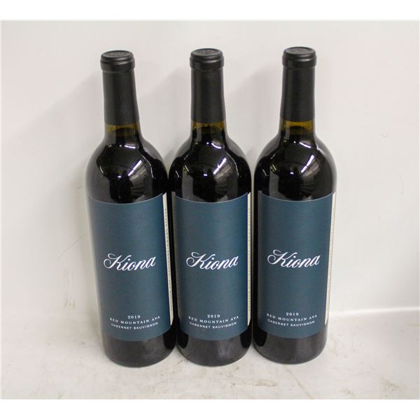 3 BOTTLES OF 2019 KIONA CABERNET SAUVIGNON 14.5%