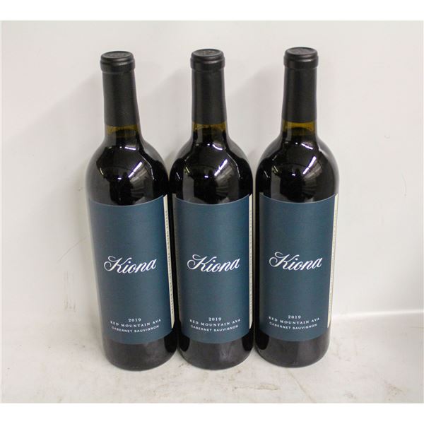 3 BOTTLES OF 2019 KIONA CABERNET SAUVIGNON 14.5%