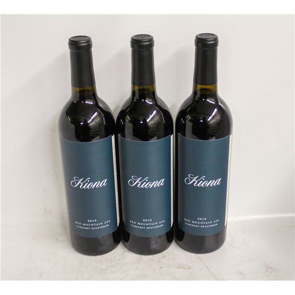 3 BOTTLES OF 2019 KIONA CABERNET SAUVIGNON 14.5%