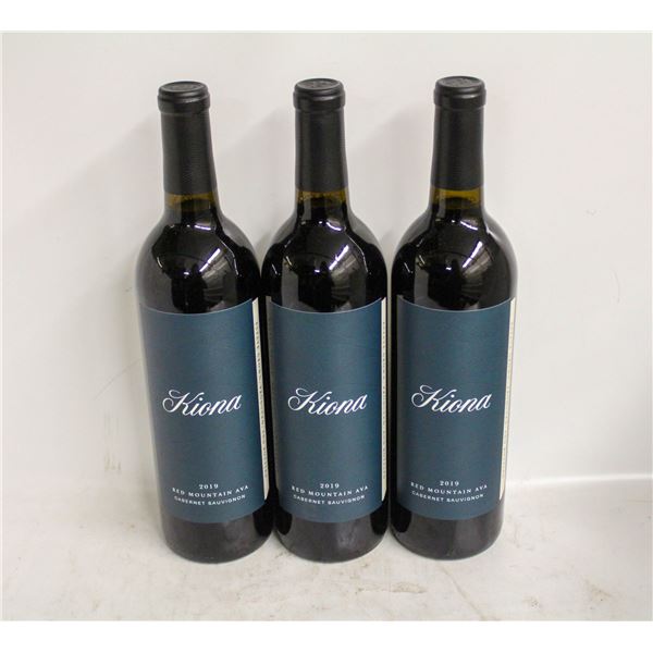3 BOTTLES OF 2019 KIONA CABERNET SAUVIGNON 14.5%