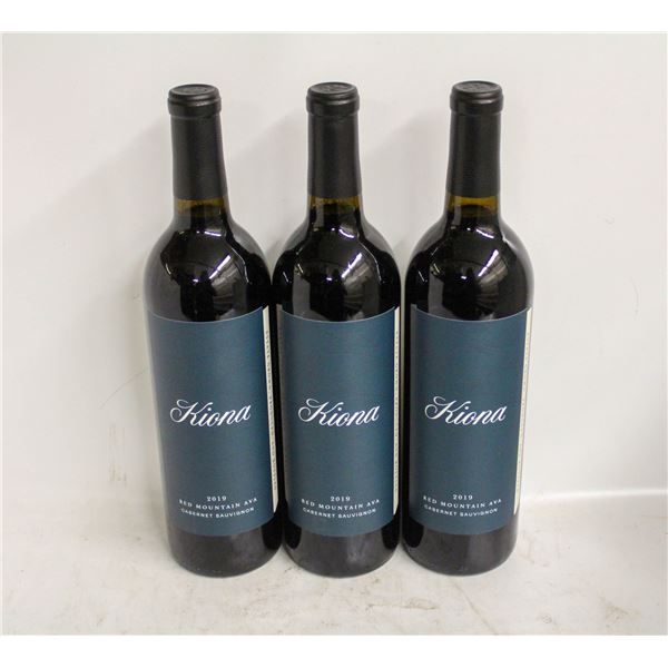 3 BOTTLES OF 2019 KIONA CABERNET SAUVIGNON 14.5%
