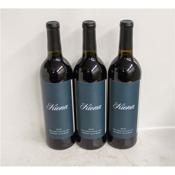3 BOTTLES OF 2019 KIONA CABERNET SAUVIGNON 14.5%