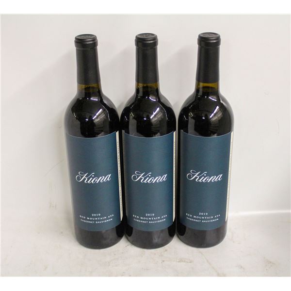 3 BOTTLES OF 2019 KIONA CABERNET SAUVIGNON 14.5%