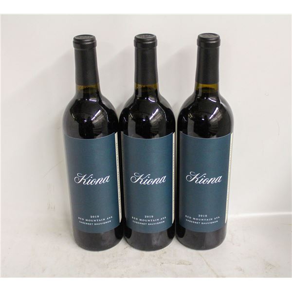3 BOTTLES OF 2019 KIONA CABERNET SAUVIGNON 14.5%