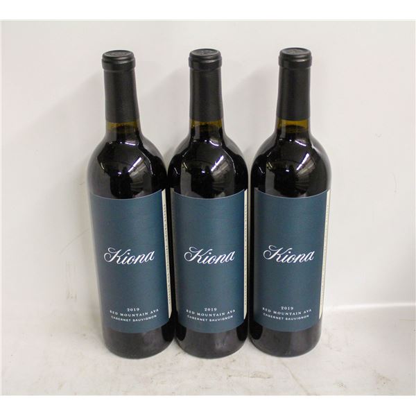 3 BOTTLES OF 2019 KIONA CABERNET SAUVIGNON 14.5%