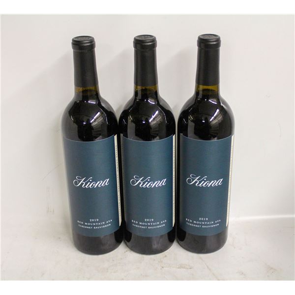 3 BOTTLES OF 2019 KIONA CABERNET SAUVIGNON 14.5%