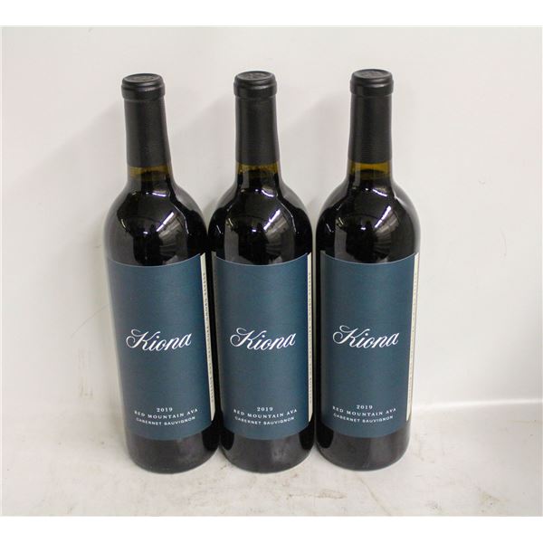 3 BOTTLES OF 2019 KIONA CABERNET SAUVIGNON 14.5%