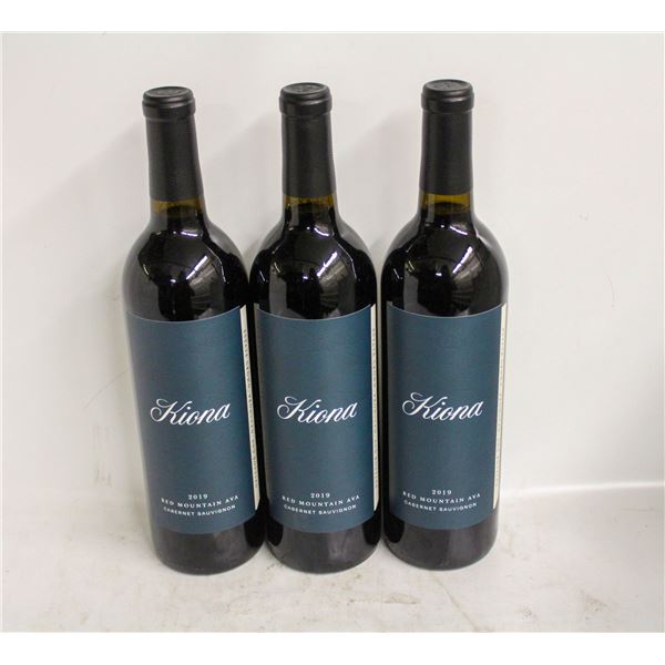 3 BOTTLES OF 2019 KIONA CABERNET SAUVIGNON 14.5%