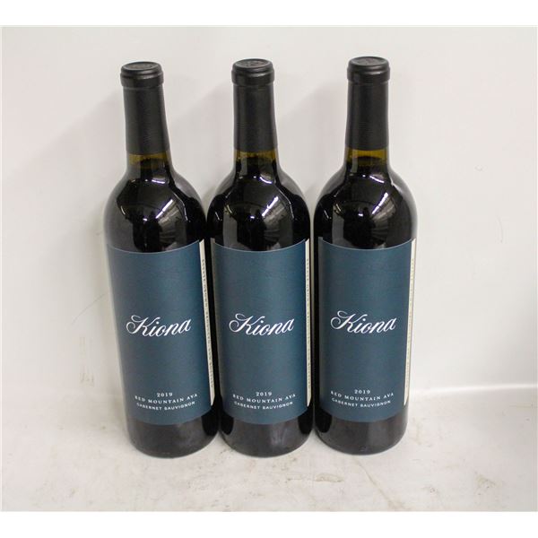 3 BOTTLES OF 2019 KIONA CABERNET SAUVIGNON 14.5%