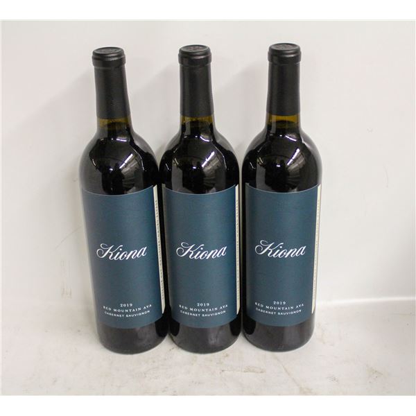 3 BOTTLES OF 2019 KIONA CABERNET SAUVIGNON 14.5%