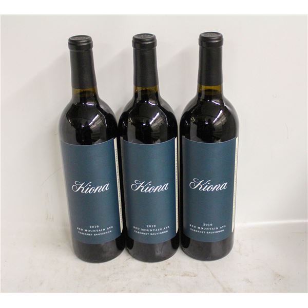 3 BOTTLES OF 2019 KIONA CABERNET SAUVIGNON 14.5%