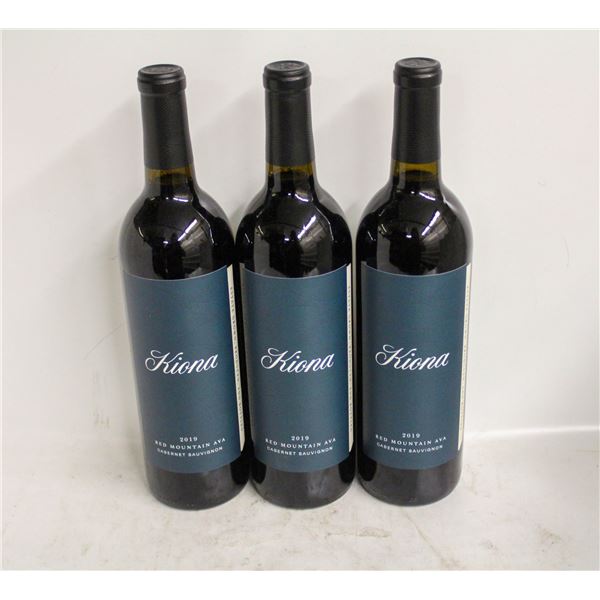 3 BOTTLES OF 2019 KIONA CABERNET SAUVIGNON 14.5%