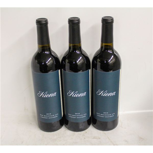 3 BOTTLES OF 2019 KIONA CABERNET SAUVIGNON 14.5%